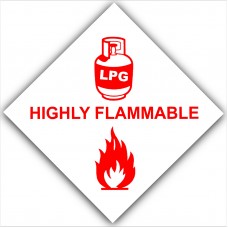 6 x Red on White-HIGHLY FLAMMABLE LPG Gas On Board-External Self Adhesive Stickers-Liquid Petroleum Propane Butane-Health and Safety Signs-Caravan,Camper Van,Campervan,Boat,BBQ,Locker